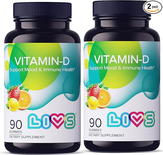 Vitamin D Gummies for Women & Adults | Vitamin D3 2,000 IU Supplement for Immune Support & Bone Health | Gelatin-Free, Gluten-Free & Non-GMO Gummy Vitamins | Lemon, Berry & org Flavor - 180 Ct