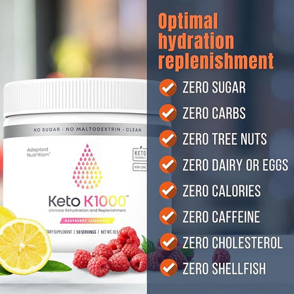 Hi-Lyte Keto K1000 Electrolyte Powder | Raspberry Lemon (100 Servings) | Hydration Supplement Drink Mix | Boost Energy & Beat Leg Cramps | No Sugar, Stevia, Maltodextrin