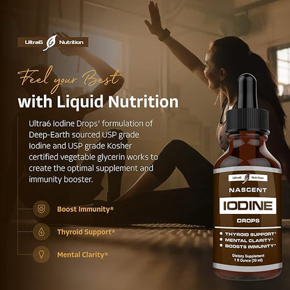 Nascent Iodine Supplement | Nascent Iodine Drops for Increased Energy & Optimal Health | Liquid Supplement and Immunity Booster