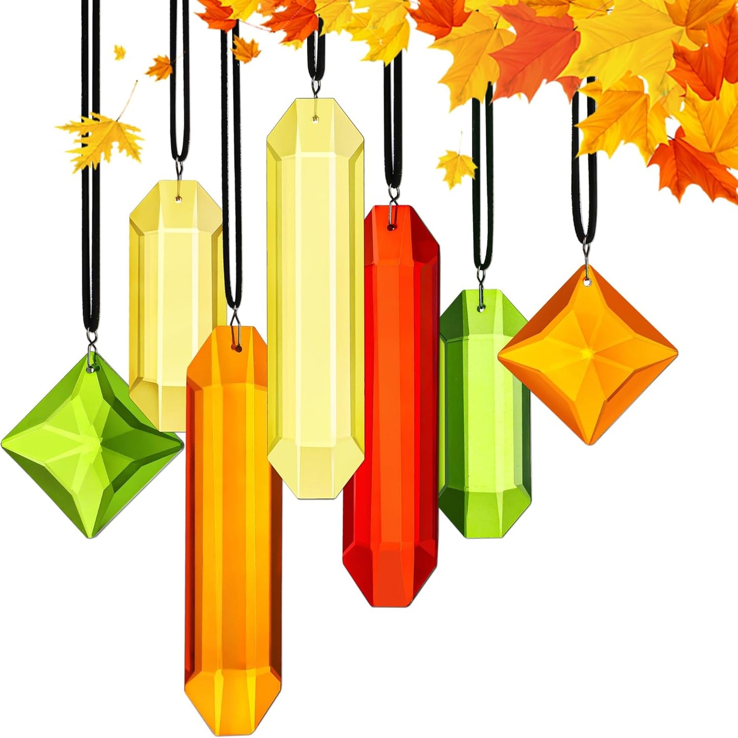 HDCRYSTALGIFTS 7PCS Crystal Prisms Suncatcher for Window Hanging, Rainbow Hanging Crystal Sun Catchers Indoor Window, Home Garden Christmas Decorations (Season Design)