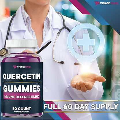 Quercetin + Zinc + Vitamin C 1000mg Gummies Supplements with Elderberry, Flavonoid Vitamin for Kids Adults Immunity, Immune Support Gummy Booster Vegan (2 Pack) 60 Count (Pack of 2)