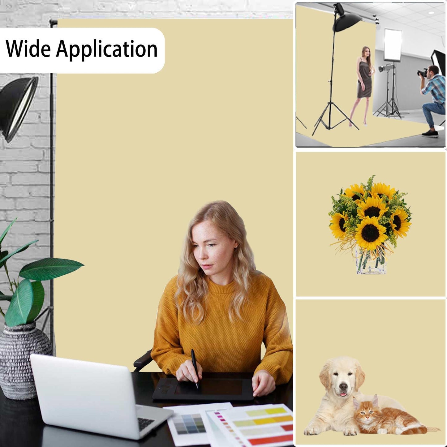 Tan Photography Backdrop for Photoshoot, Photo Backdrop Curtain, Perfect Tan Backdrops for Party Portrait Photoshoots Video Studio 10FTx20FT