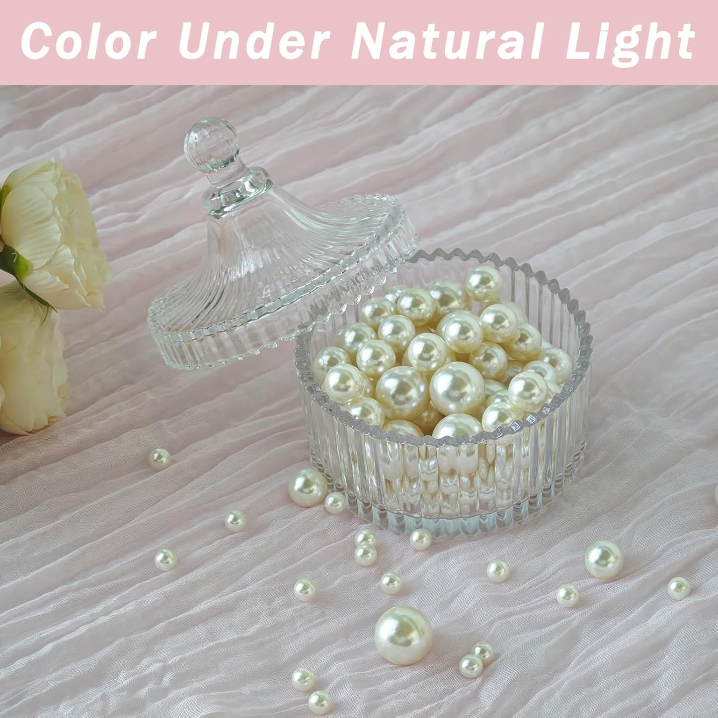 Floating Pearls for Centerpieces Vases, 250PCS Ivory No Hole Fake Pearl Beads and 4000PCS Water Beads for Vase Filler Floating Beads for Wedding Home Party Decoration (Ivory 8/14/20mm)