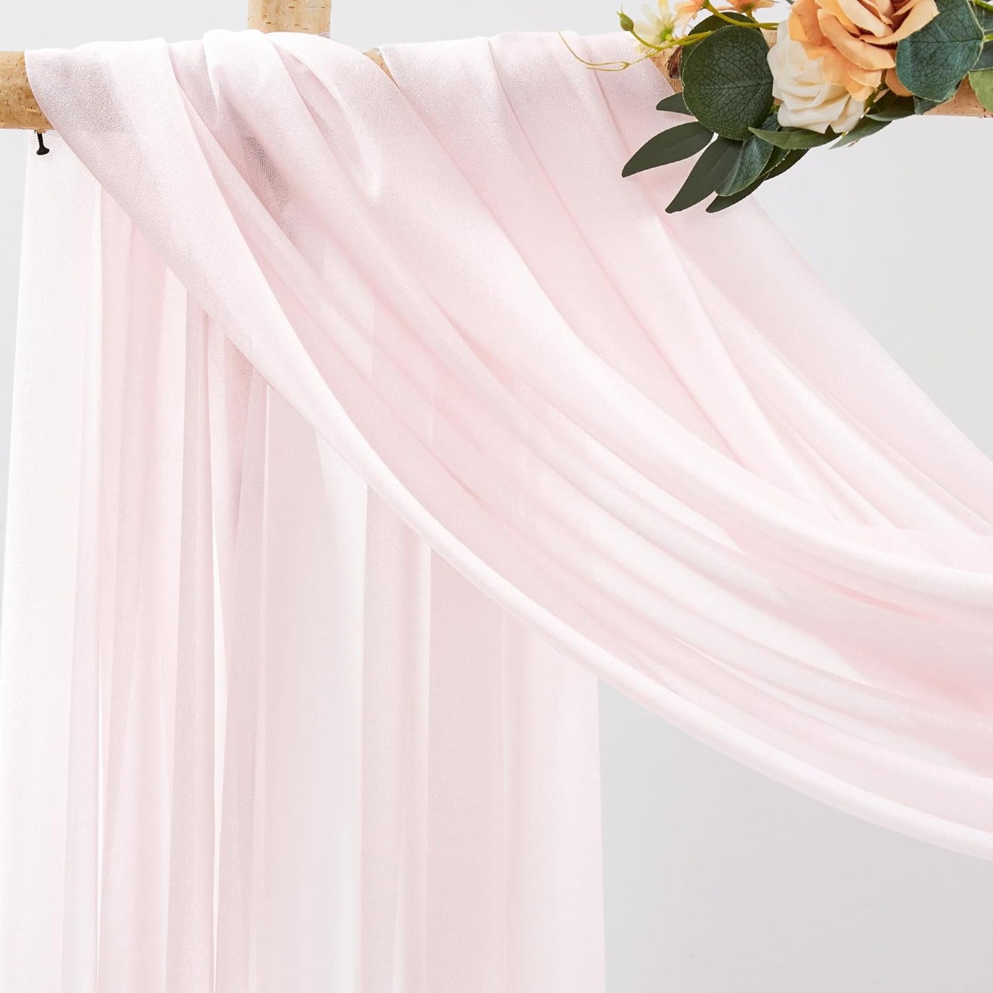 30" x 20Ft Wedding Arch Draping Fabric, 1 Panel Blush Sheer Curtain Drapes Extra Wide & Long Backdrop Curtains for Wedding Arch Ceremony Birthday Party Decorations