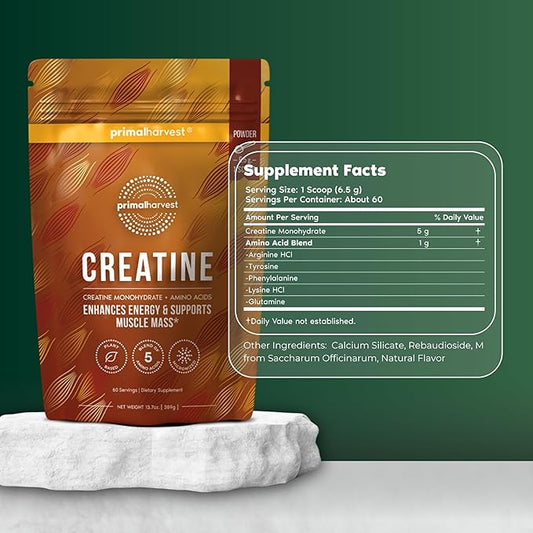 Primal Harvest Creatine Powder Supplement for Men and Women's Fitness, Workouts, and Muscle Growth, to Help Promote Recovery, Strength, Energy, and Endurance (2)