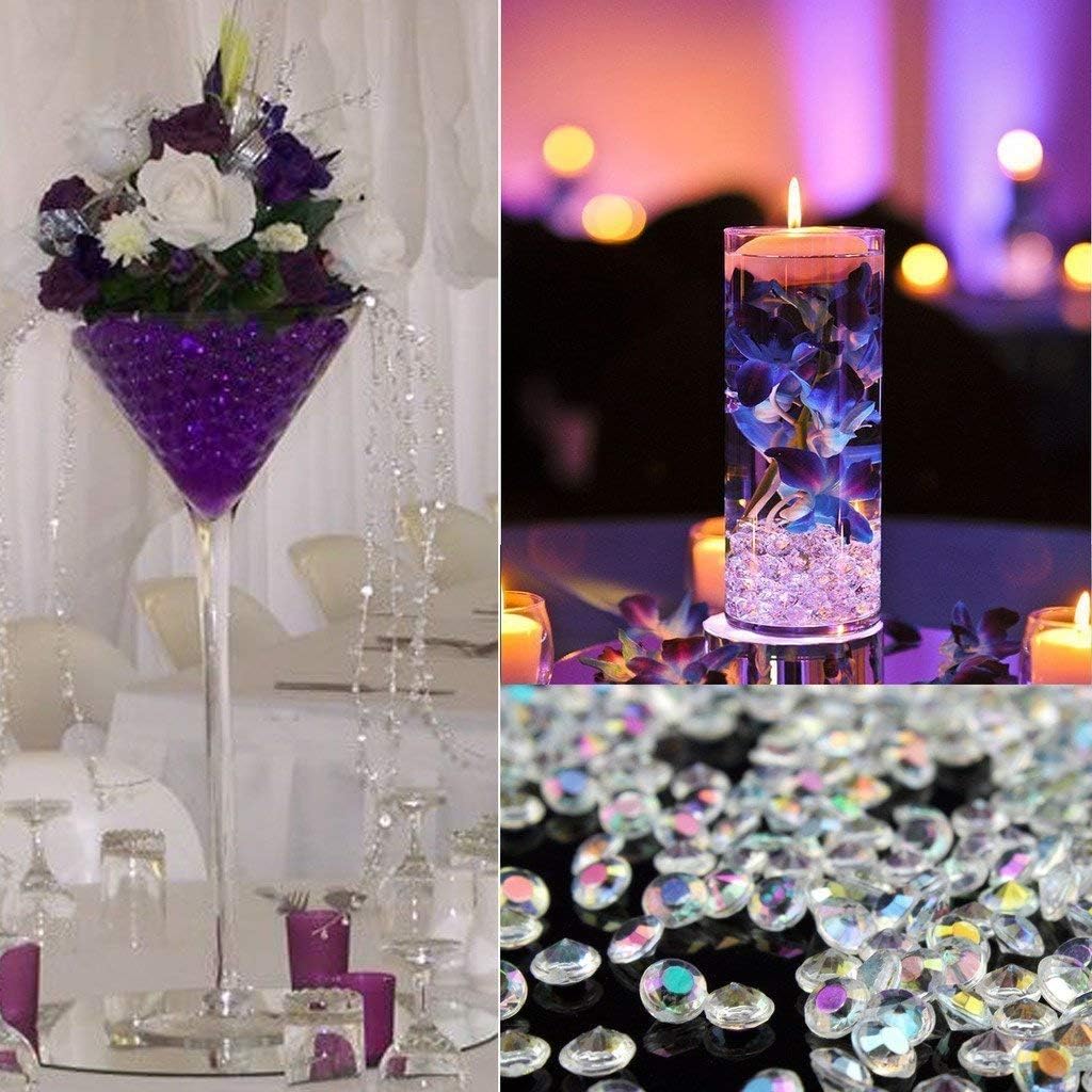 1000pcs/ Pack Wedding Table Acrylic Diamond Scatter Crystals Confetti Acrylic Gems Vase Fillers Rhinestones for Wedding, Bridal Shower, Vase Beads Decorations (10mm, Violet)