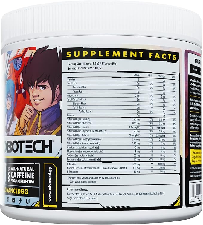 Advanced Energy - Energy Boosting Formula with Electrolytes for Hydration - L-Theanine Combats Jitters - Sugar Free & Keto Friendly - (40 Servings) (Robotech Yuzu)