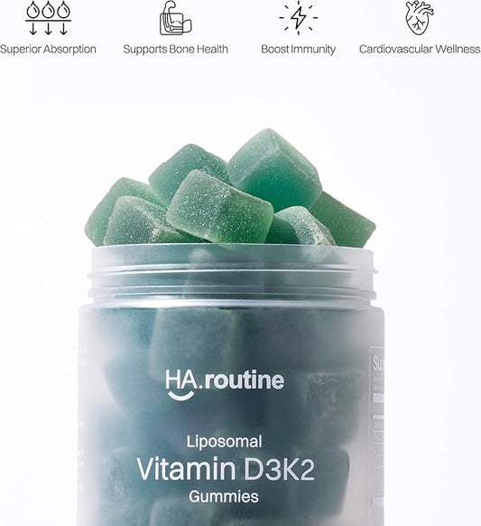 Liposomal Vitamin D3 + K2 Gummies - Mixed Berry Flavor, High Absorption Vitamin D3 5000 IU & Vitamin K2 MK-7 100 mcg, Supports Bone Health, Muscles, Teeth and Joints, Non-GMO, 30 Servings