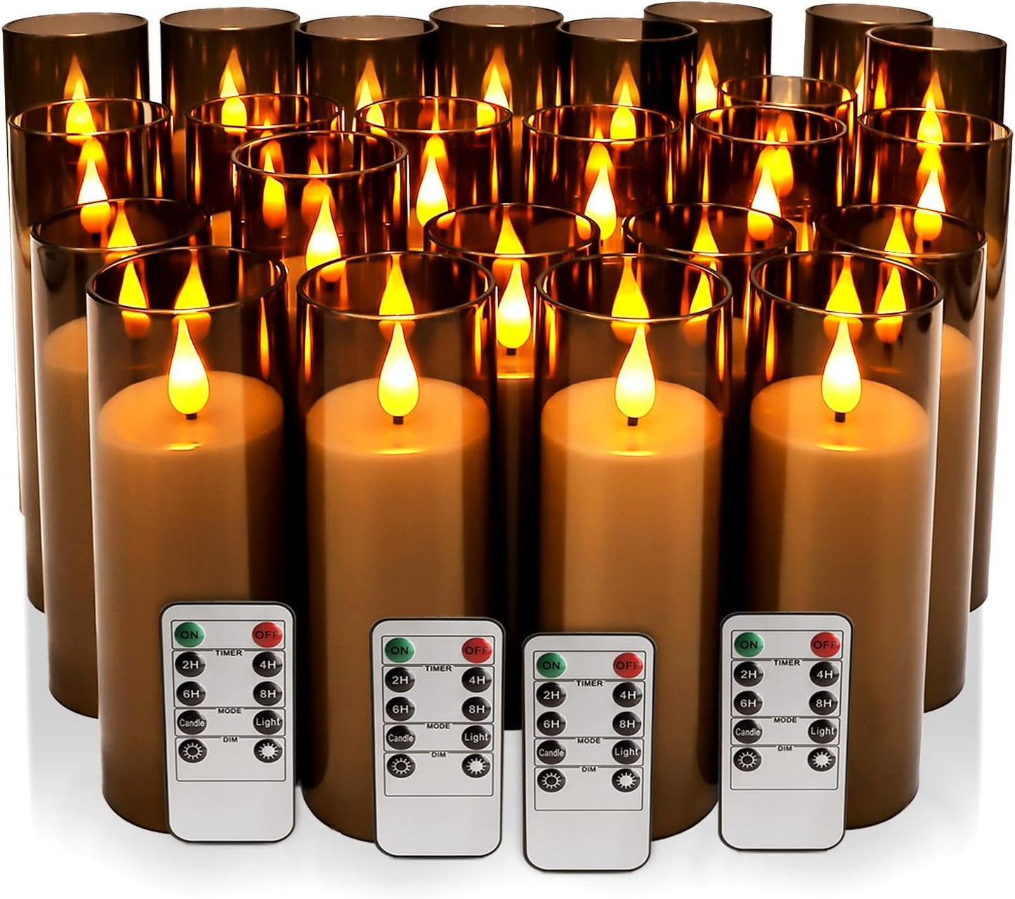 24-Pack Grey LED Flameless Pillar Candles with Remote Control - Perfect for Home, Parties, and Special Festivals Decorations - Indoor/Outdoor