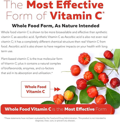 Organic Vitamin C Liquid - 250 mg | Whole Food Vitamin C Supplement from Fruit Plus Absorption Cofactors, Rutin & Citrus Bioflavonoids - Immune & Antioxidant Support, Total Health (96 Servings)