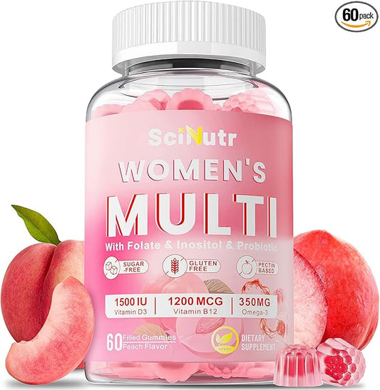 Methylated Multivitamin for Women Gummies with Calcium, Magnesium, Zinc, Vitamin A, C, D3, E, K2, B Complex, Folate, Biotin - Multi Vitamins & Minerals for Energy, Immune Support,and Strengthen Bone