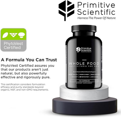 Whole Food Natural Multivitamin and Mineral Capsules for Men - All-Day Energy, Inner Zen, and Stronger You (120 Capsules)