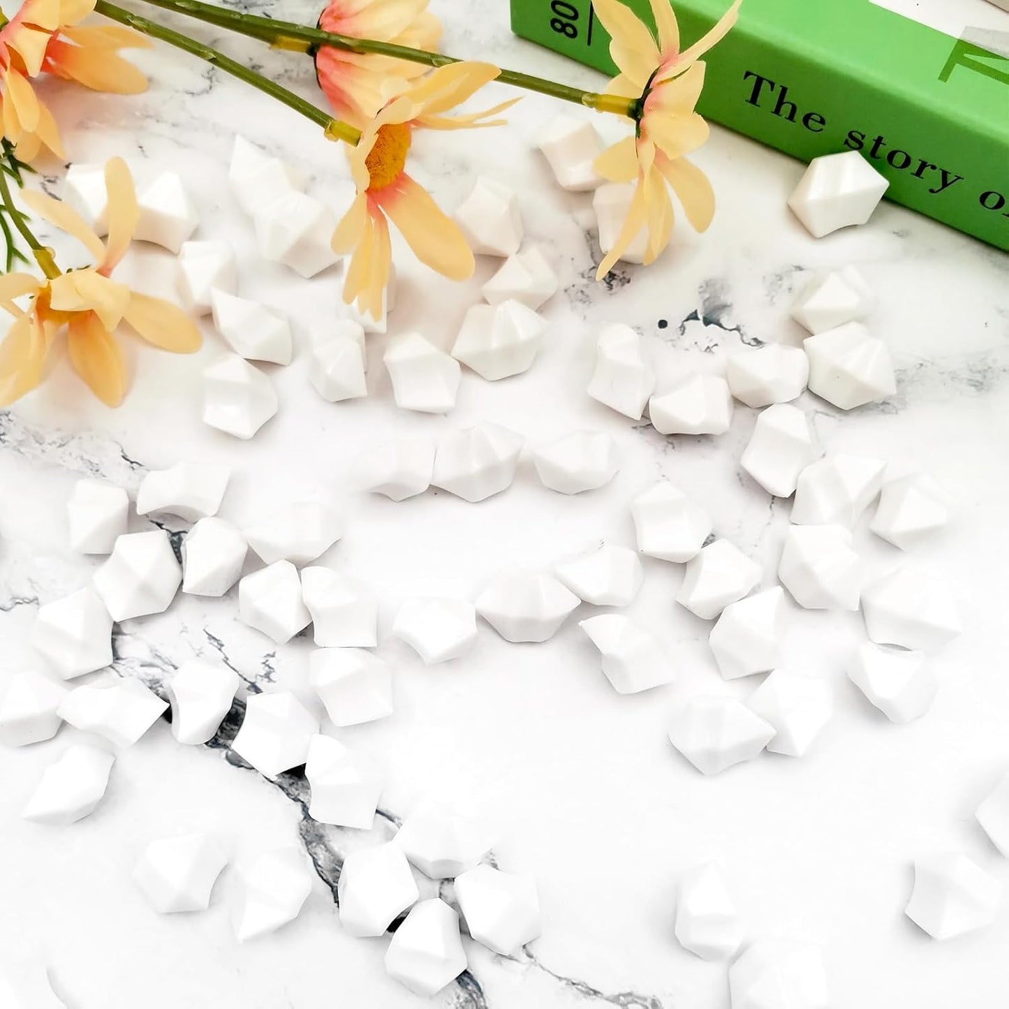 White Vase Fillers for Home Decor, Fake Crushed Ice Cubes, Vase Fillers, 150 pcs Reusable Fake ice Cubes for Photography Accessories Props Decoration for Wedding