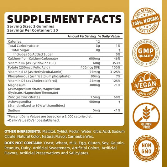 softbear Calcium Magnesium Zinc Gummies for Women, High Absorption Calcium Magnesium Supplement Chewable Calcium 600 mg for Bone Strength Vegan Mango Flavor 60 Gummies