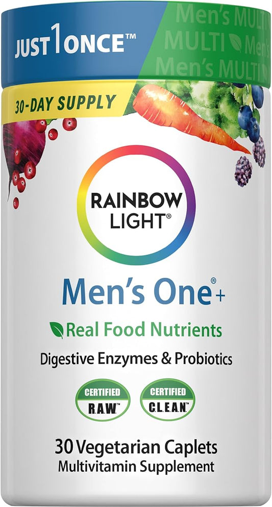 Rainbow Light Multivitamin for Men, Vitamin C, D & Zinc, Probiotics, Men's One Multivitamin Provides High Potency Immune Support, Non-GMO, Vegetarian, 30 Tablets