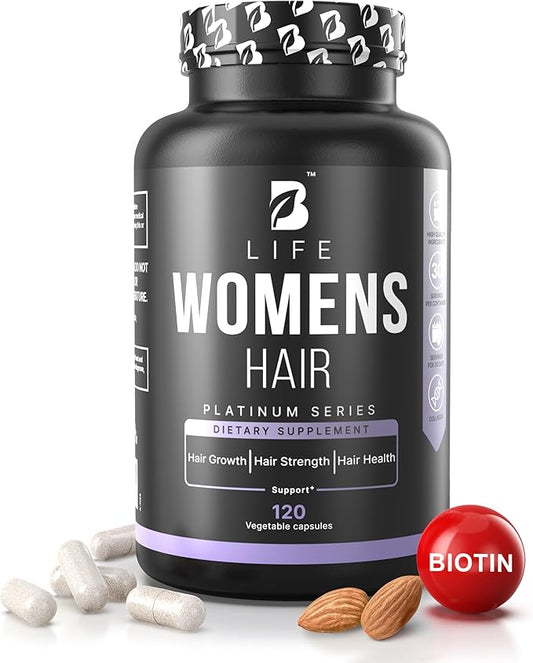 Hair Vitamins for Hair Loss for Women – Biotin for Hair Growth – Hair Loss Treatments for Women – Healthy Hair Skin and Nails –120 Capsules – 30 Servings