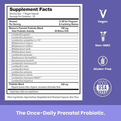 Prenatal Probiotics for Women | 30 Billion CFU, 17 Strains + Organic Prebiotics | Supports Digestion, Gut & Immune Health for Mom & Baby | Womens Probiotic for Pregnancy & Lactation | Vegan Capsules