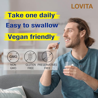 Lovita Men's 8-Hour Time-Release B Complex: Experience Enhanced Nutritional Support with One Daily Vegetarian Tablet (60 Count) (Pack of 3)
