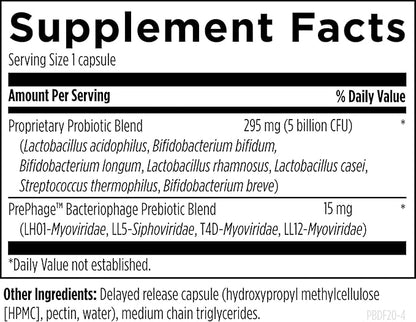 Designs for Health Probiophage DF - Bacteriophage Prebiotic + Probiotic Supplement - Probiotics for Digestion + Immune Support - Dairy Free Pre and Pro Biotics in Delayed Release Capsules (120 Count)