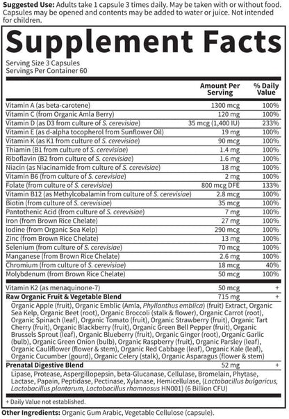 Garden Of Life, Raw Vitamin Code Prenatal, 180 Vegetarian Capsules