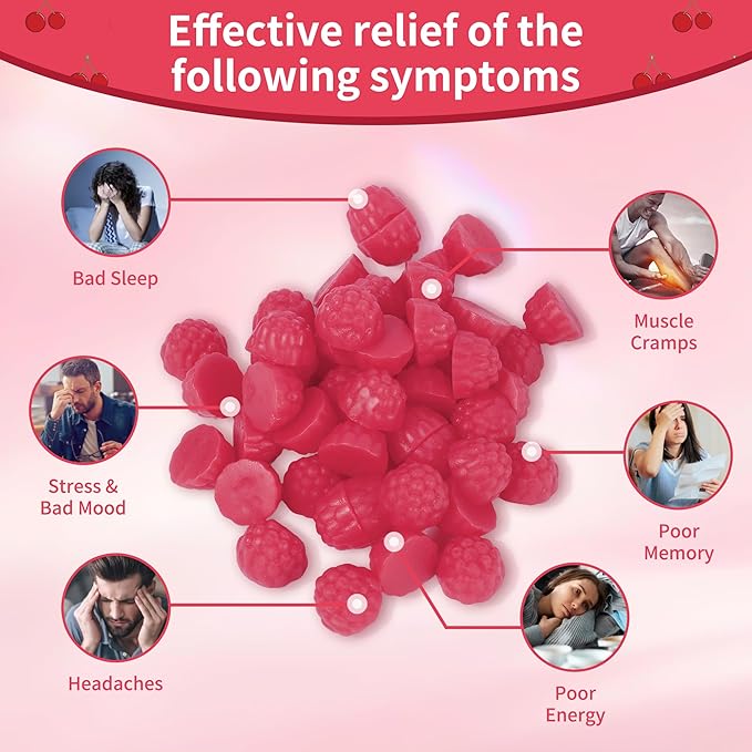 Magnesium Glycinate Gummies 1000mg - Sugar Free Magnesium Potassium Supplement with Vitamin D, B6, CoQ10 for Calm Mood & Sleep Support - 120 Cherry Gummies -2 Pack