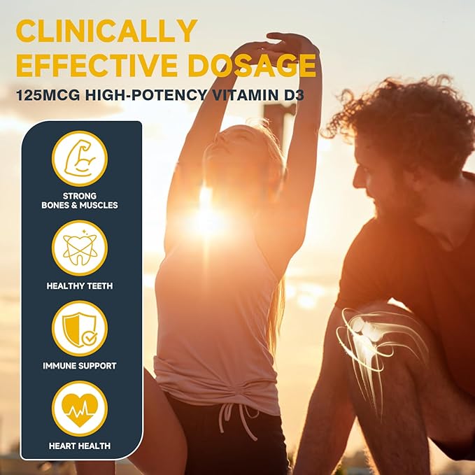 DRFOSTER Vitamin D3 K2 – High-Potency 125mcg D3 (5000IU) & 100mcg K2 (MK7) – Bone Strength, Heart & Immune Support – Enhanced with Zinc, Boron & MCT – 120 Capsules, Non-GMO, Gluten-Free