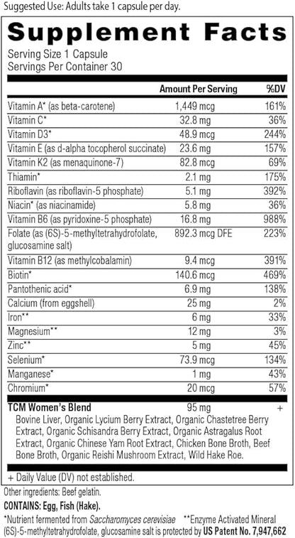 Ancient Nutrition Multivitamin for Women, Women's Once Daily Supplement, Methlyated Vitamin B, C, K2, Magnesium, Folate & Iron, Supports Bone Health, 30 Count
