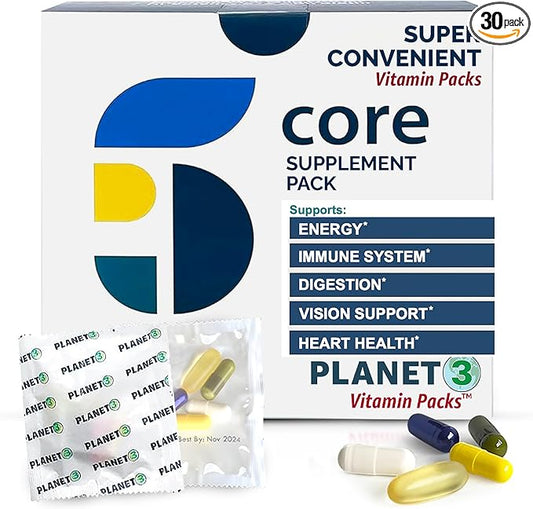 Daily Vitamin Packs for Men & Women – Multivitamin with Omega 3 for Heart Health, Immune Support with Elderberry, Vitamin C & Zinc, Eye Vitamins Lutein & Zeaxanthin – Planet 3 Vitamin Packs