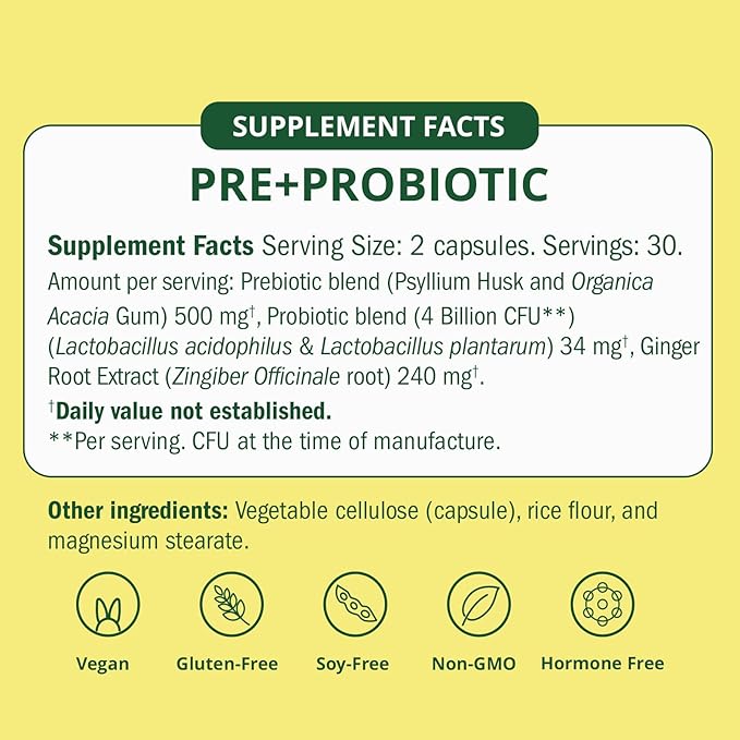 Semaine Super Powered Prebiotic + Probiotic for Women, Effective 3-in-1 Multi-Action Formula to Nourish Gut Health, Soothe IBS, Support Bloat Relief & Immunity Boost, Clinically-Studied (60 ct)