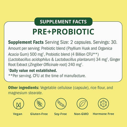 Semaine Super Powered Prebiotic + Probiotic for Women, Effective 3-in-1 Multi-Action Formula to Nourish Gut Health, Soothe IBS, Support Bloat Relief & Immunity Boost, Clinically-Studied (60 ct)