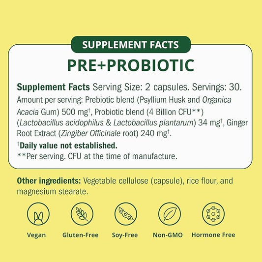 Semaine Super Powered Prebiotic + Probiotic for Women, Effective 3-in-1 Multi-Action Formula to Nourish Gut Health, Soothe IBS, Support Bloat Relief & Immunity Boost, Clinically-Studied (60 ct)