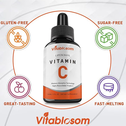 Liposomal Vitamin C Liquid Drops Supplement for Adults, Maximize VIT C, 60ml (1 Bottle)