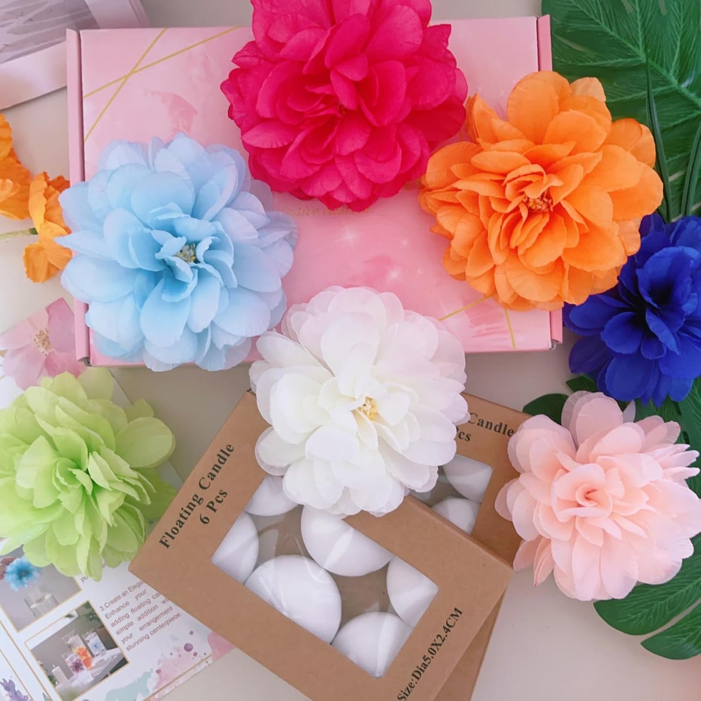 24 Pcs Floating Candles for Centerpieces and Floating Flowers Vase Fillers for Centerpieces Artificial Purple Flowers for Wedding Table Party Home Decoration