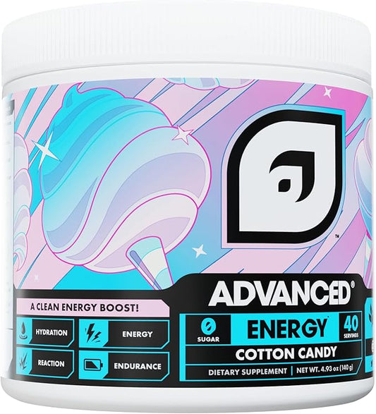 Advanced Energy - Energy Boosting Formula with Electrolytes for Hydration - L-Theanine to Combat Jitters - Sugar Free & Keto Friendly - No Maltodextrin (40 Servings) (Cotton Candy)