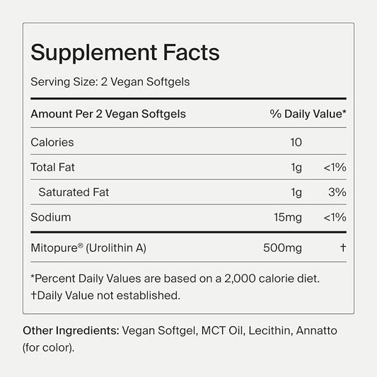 Timeline Mitopure Urolithin A Supplement Softgels - Clinically Proven Support for Healthy Aging and Cellular Renewal - Mitoceutical for Muscle Support and Longevity