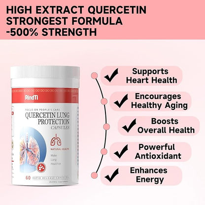 Quercetin with Bromelain,Quercetin 500mg Capsules,Immune Health,Respiratory Wellness,60 Capsules