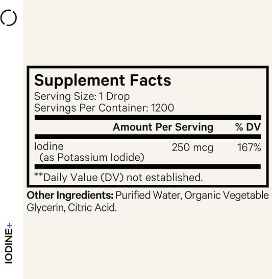 Codeage USDA Certified Organic Iodine Drops - 250 Mcg Per Serving - 1+ Year Supply - Liquid Iodide Supplement - Pure, Clear Iodine - Vegan Potassium Iodine Liquid Drop - 2 fl oz