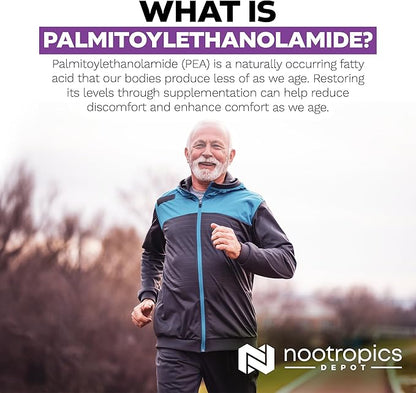Nootropics Depot Palmitoylethanolamide Capsules | Pea | 400mg Pills | 60 Count | Supports Discomfort Relief | Promotes Healthy Joint Function