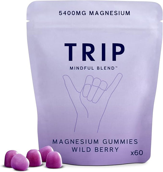 Magnesium Citrate Gummies Infused with L Theanine, Vegan, Sugar Free Magnesium Supplement for Adults, 180mg per Serving, On The Go Calming Gummy, Wild Berry Flavor, 1 Bag - 60 Count
