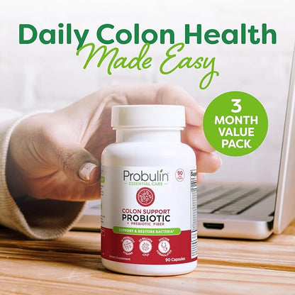 Probulin Colon Support Probiotic Supplement, Daily Gut, Digestive, and Immune Health Probiotics Capsules for Men and Women, 20 Billion CFU, Vegan, 90 Count Bottle
