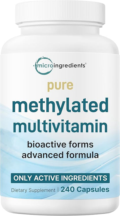 Micro Ingredients Pure Methylated Multivitamin, 240 Capsules | 19-in-1 Formula with Vitamins C, D, B12, Folate, Magnesium, Zinc & More | Supports Daily Wellness & Immune Health | Filler Free, Non-GMO