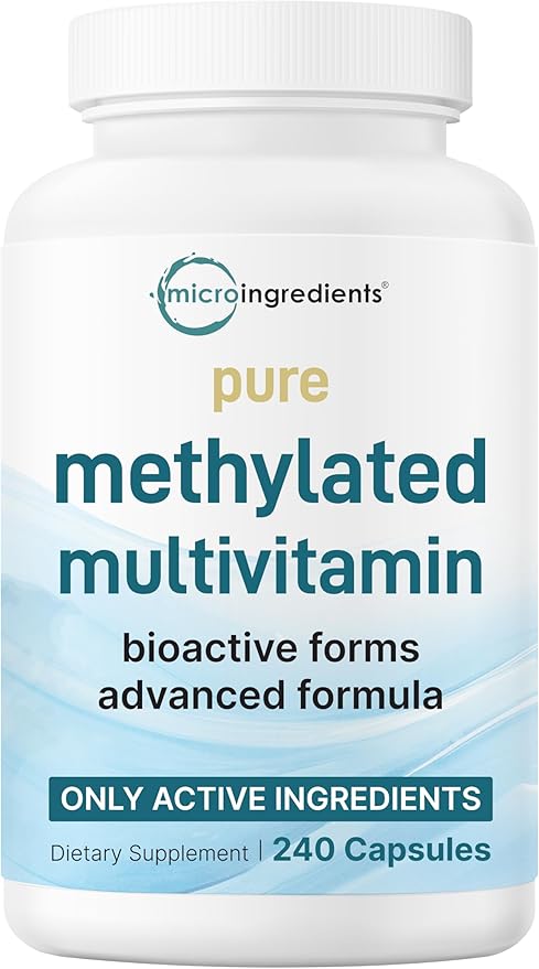 Micro Ingredients Pure Methylated Multivitamin, 240 Capsules | 19-in-1 Formula with Vitamins C, D, B12, Folate, Magnesium, Zinc & More | Supports Daily Wellness & Immune Health | Filler Free, Non-GMO