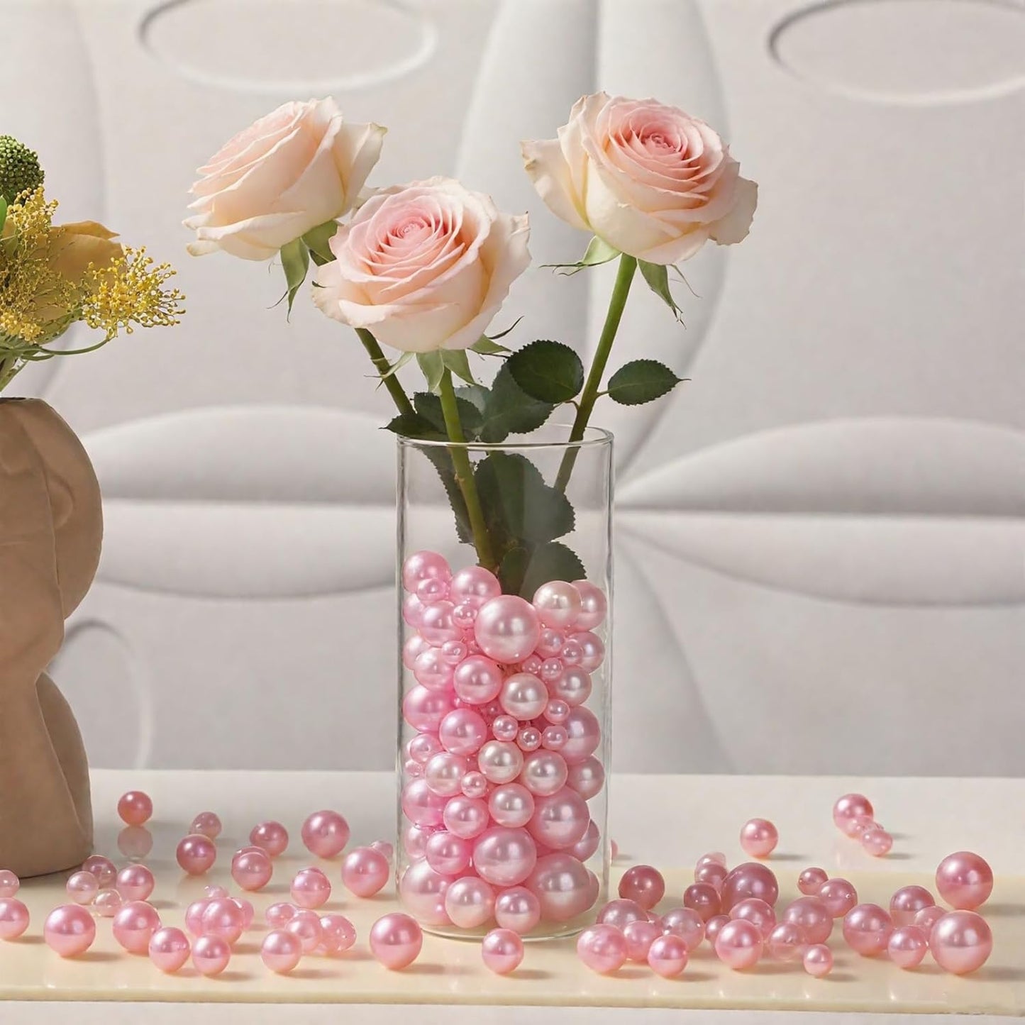 200 Pcs Vase Filler Beads Pink Pearl Beads for Vase No Hole Pearls for Centerpieces Vases DIY Home Table Party Decor DIY Wedding 8/14/20mm