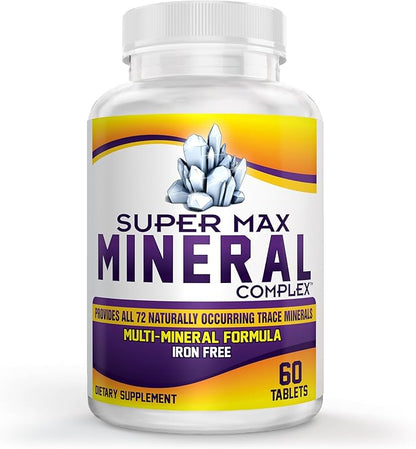 Super-MAX Multimineral Supplement (Iron Free) Multiminerals | High-Potency Multi Mineral Supplements (All-in-1) Minerals Formula | Mineral Complex | 1-Month Supply | 60 Tablets