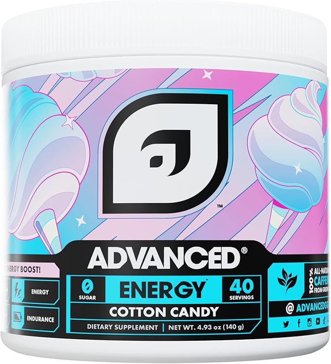 Advanced Energy - Energy Boosting Formula with Electrolytes for Hydration - L-Theanine to Combat Jitters - Sugar Free & Keto Friendly - No Maltodextrin (40 Servings) (Cotton Candy)
