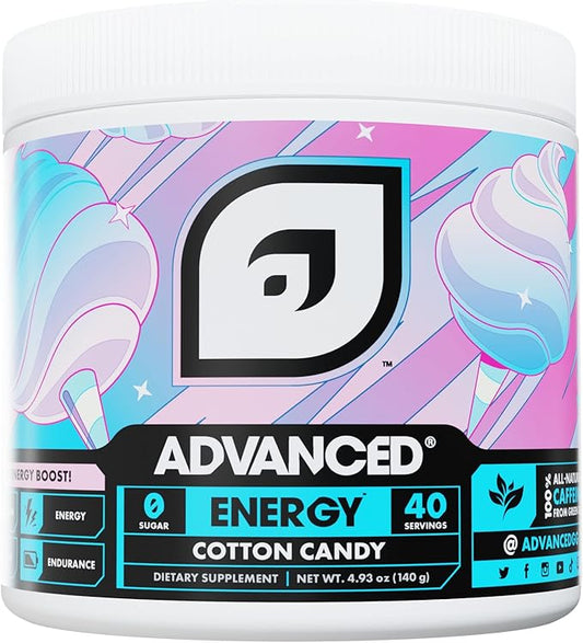 Advanced Energy - Energy Boosting Formula with Electrolytes for Hydration - L-Theanine to Combat Jitters - Sugar Free & Keto Friendly - No Maltodextrin (40 Servings) (Cotton Candy)