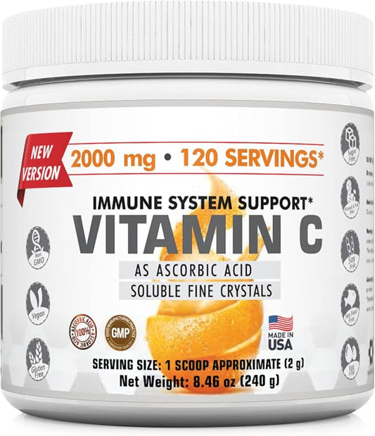Immune & Genetics Protocols LLC Vitamin C High Potency* 2000 mg - Versatile and Powerful (120 Servings/4 Month approximate)