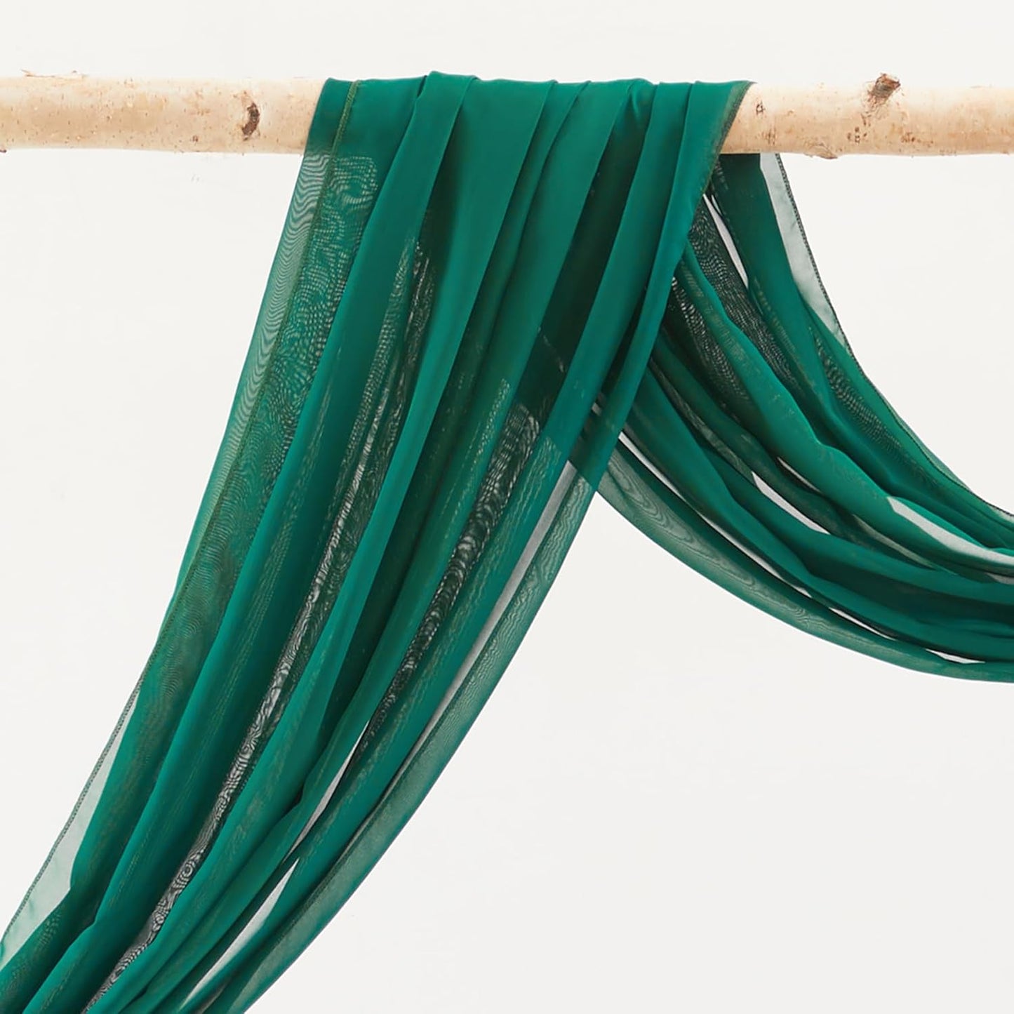 Wedding Arch Draping Fabric,2 Panels 18FT Emerald Green Sheer Chiffon Curtain Drapes 6 Yards for Wedding Ceremony Birthday Party Decoration