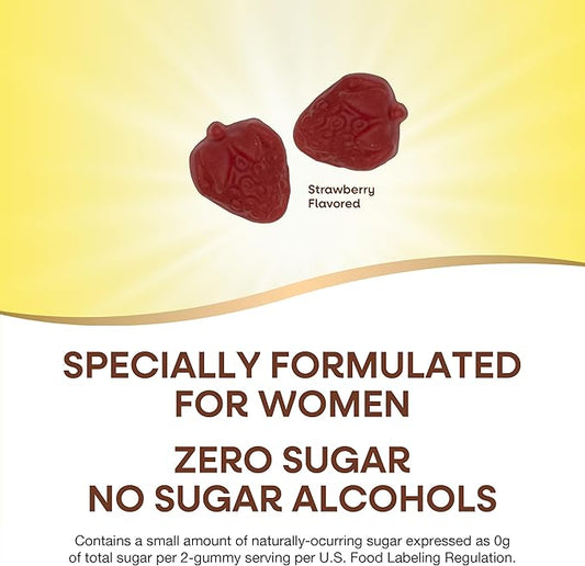 Nature's Way Alive! Zero Sugar Women's Gummy Multivitamins, Energy Metabolism*, Hair, Skin, Nails*, B-Vitamins, No Sugar Alcohols, Plant-Based Sweeteners, Strawberry Flavored, 80 Gummies