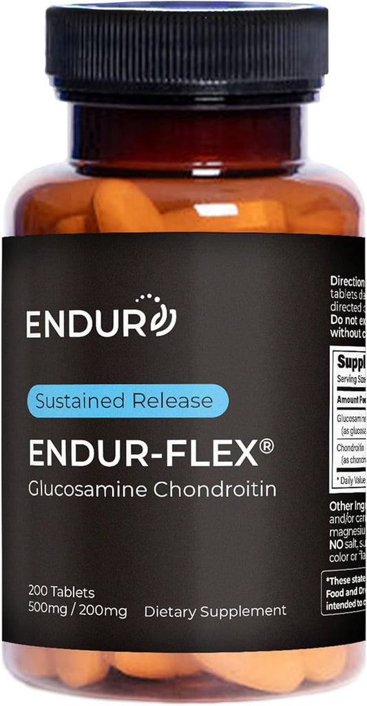 ENDUR-Flex Sustained Release - 500mg Glucosamine & 200mg Chondroitin - 200 Tablets - Antioxidant - Supplement for Back, Knees, Hands